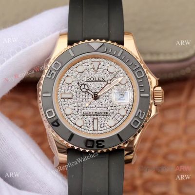 Swiss Replica Rolex Yacht-Master ETA2836 Diamond Rose Gold Watch